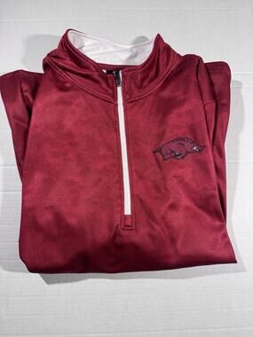 Colosseum Arkansas Razorbacks Mens 3XL Quarter Zip Pullover Red Honeycomb